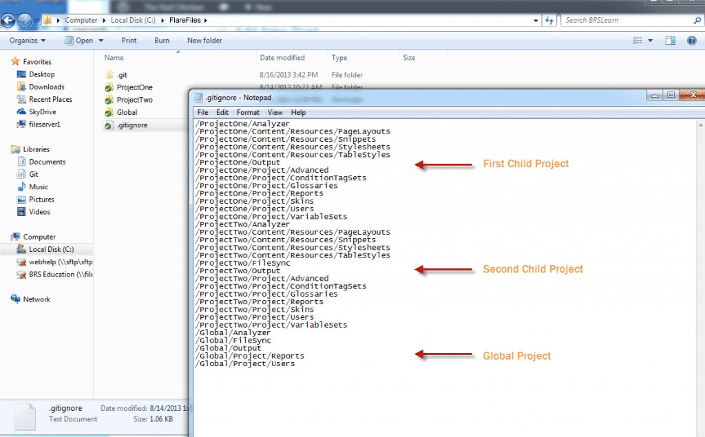 Git Ignore in Notepad
