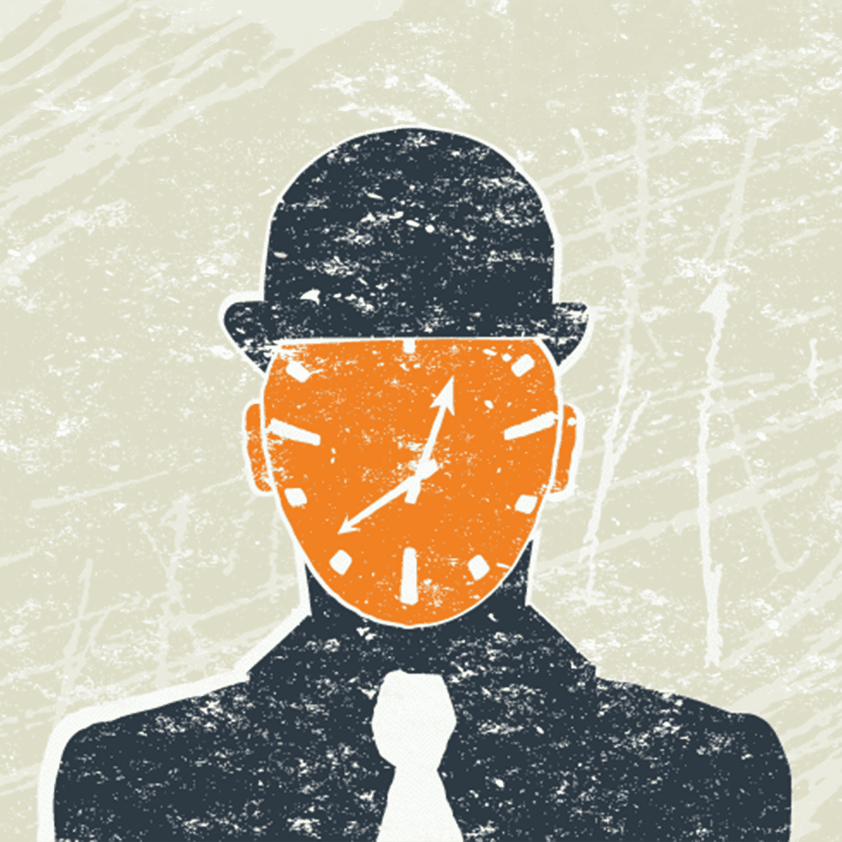 illustration of man with a clock on his face