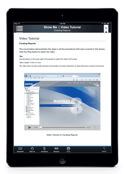 tablet showing video tutorial