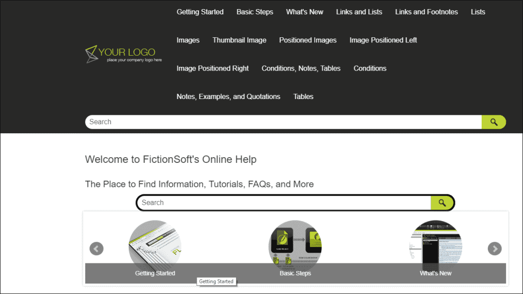 TOC example in top navigation