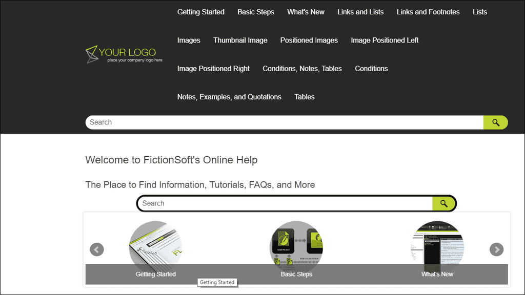 TOC example in top navigation