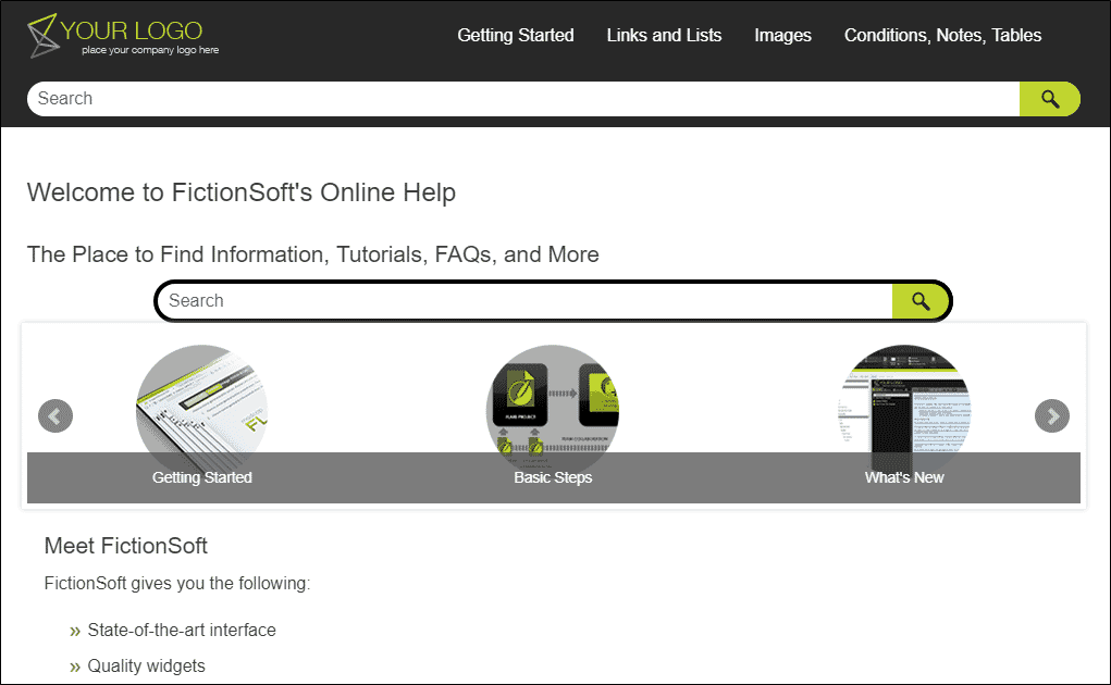 example of TOC in top navigation MadCap Flare output