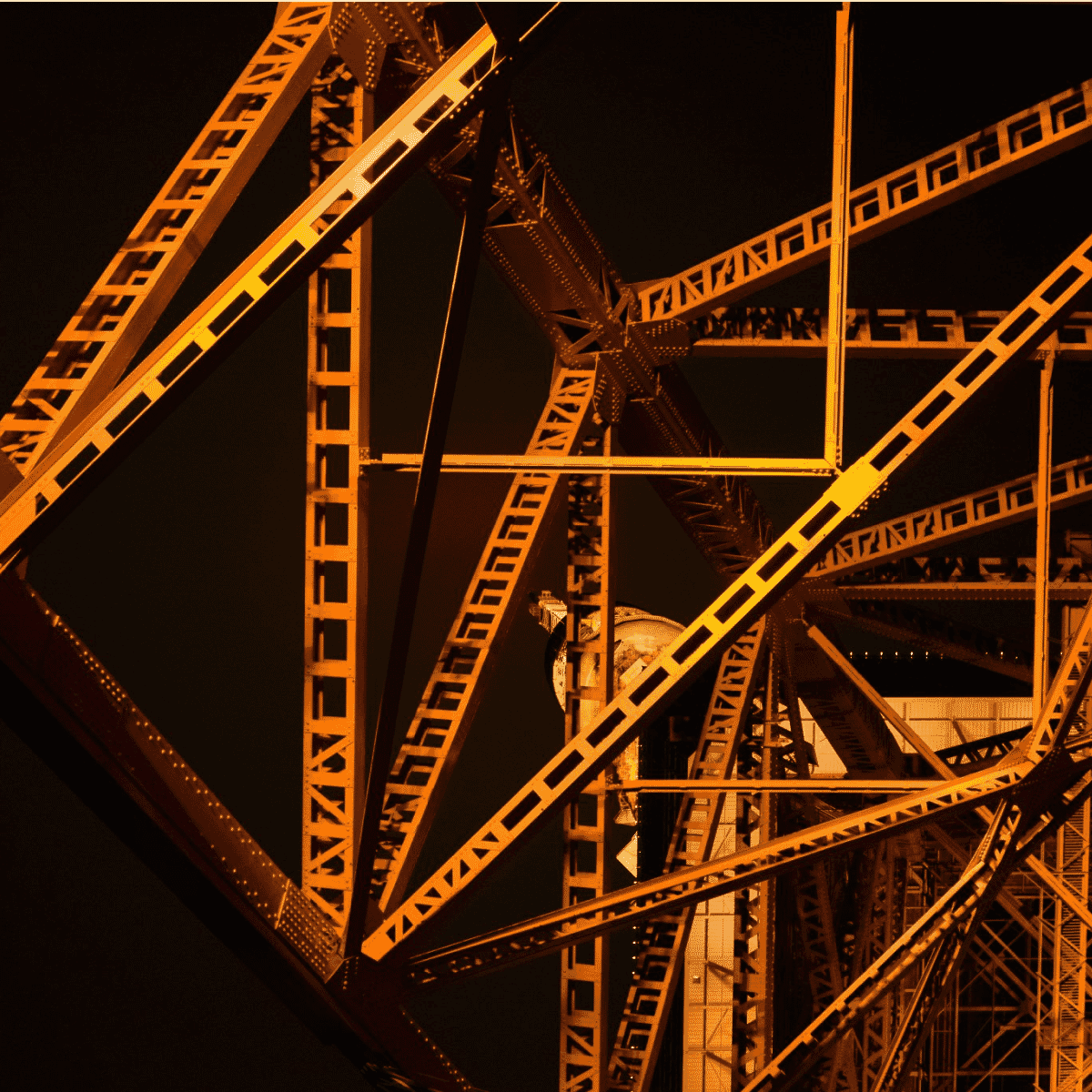 close up side view of industrial bridge