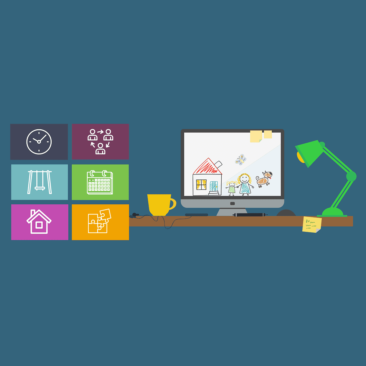 illustration of desk and tips