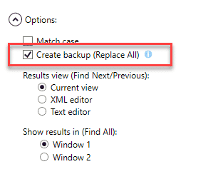 flare2020 find elements create backup