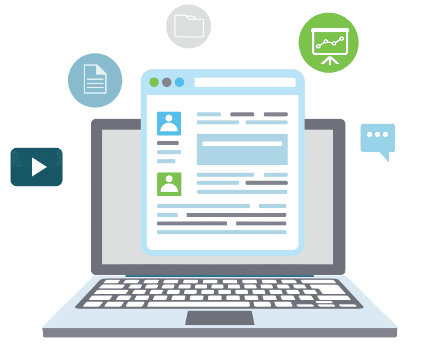 illustration of laptop with documentation system