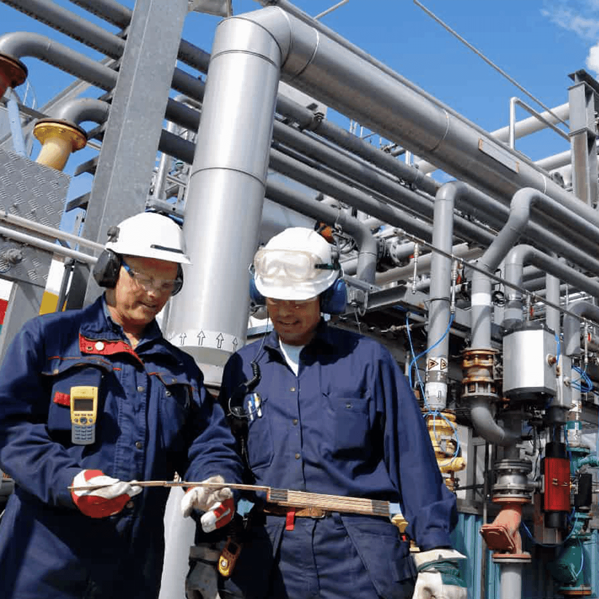 workers at production site