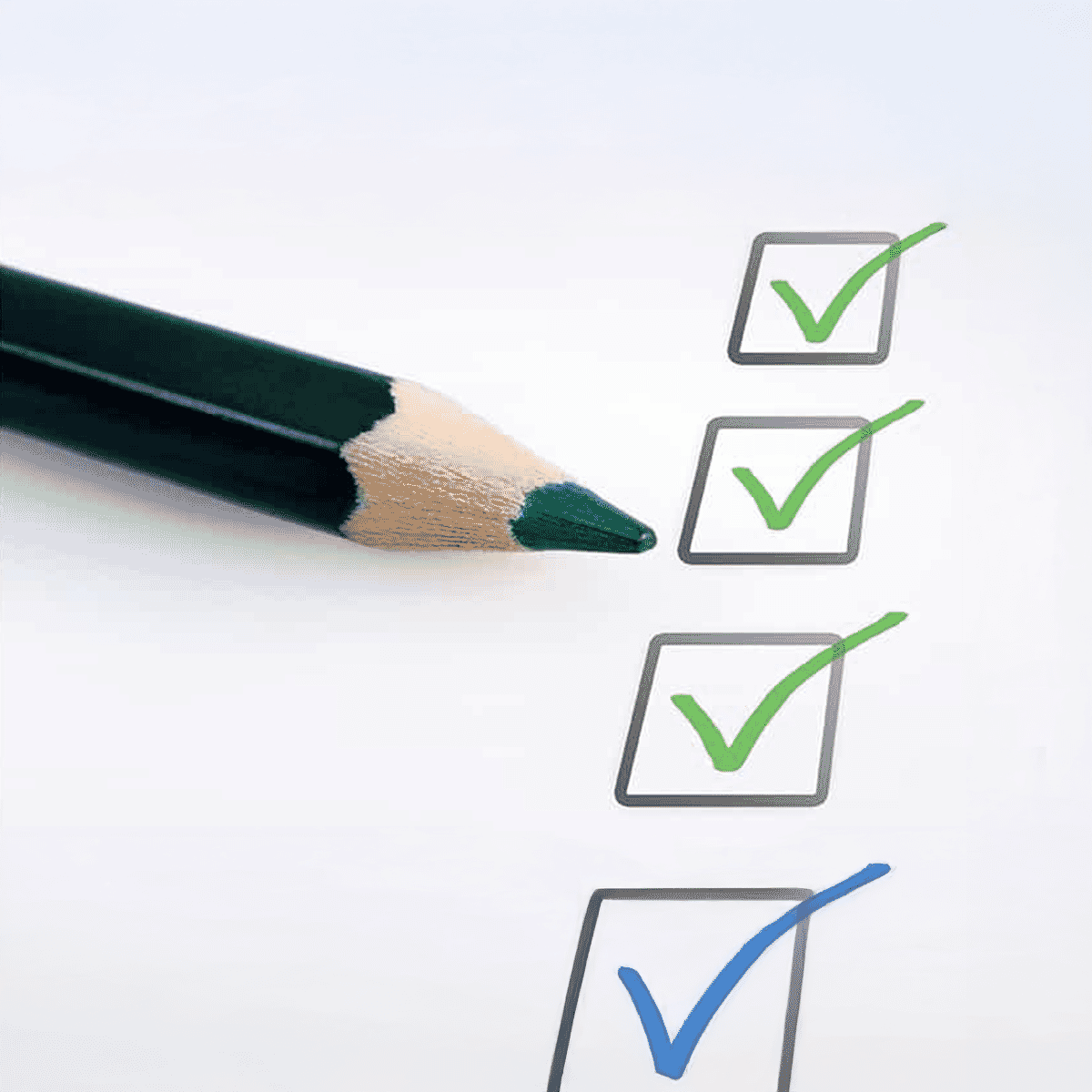 checked boxes drawn on paper and a pencil