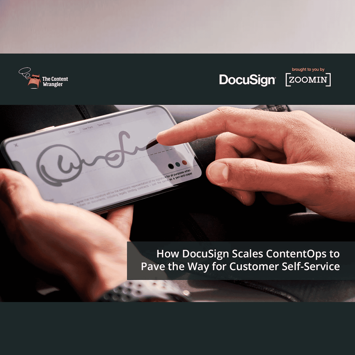 hand digitally signing on an iphone with the title listed below