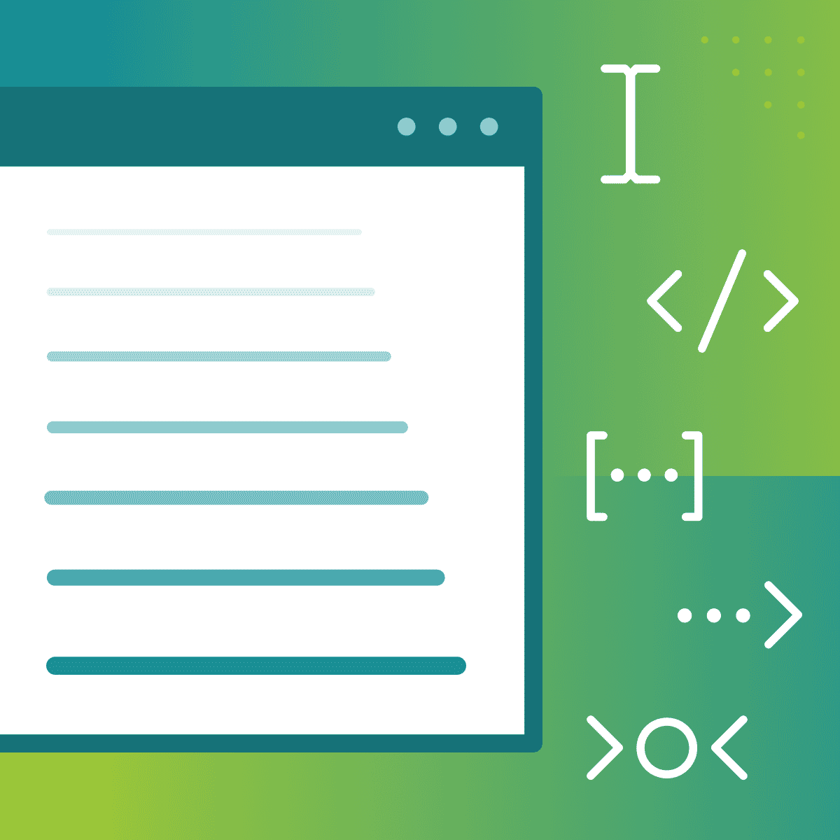 Graphic with lines of varying weight on a computer screen with bracket symbols next to it