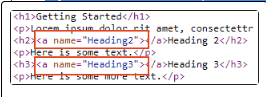 Screenshot of name attribute anchor tag