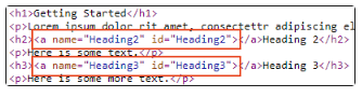 Screenshot of name id anchor tag