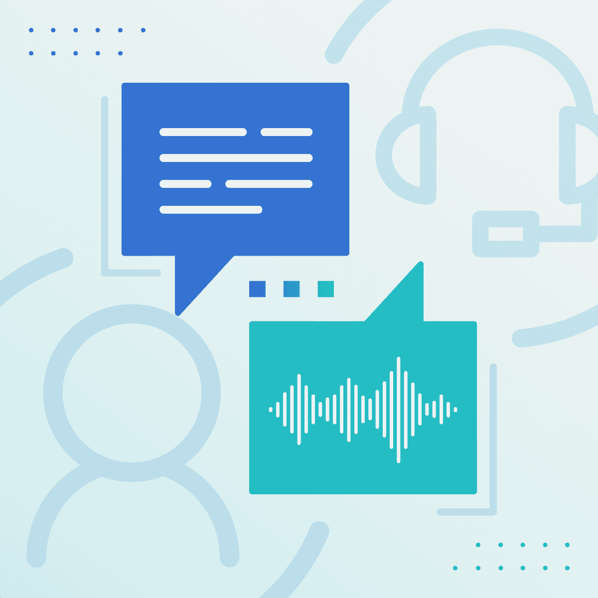 graphic featuring a text bubble and an audio recording