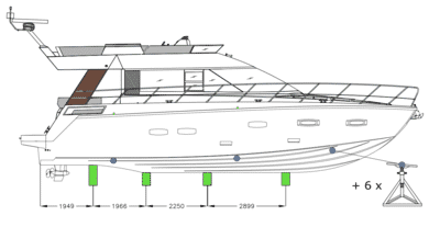 Technical draw of luxury speed yacht illustration Stock Vector