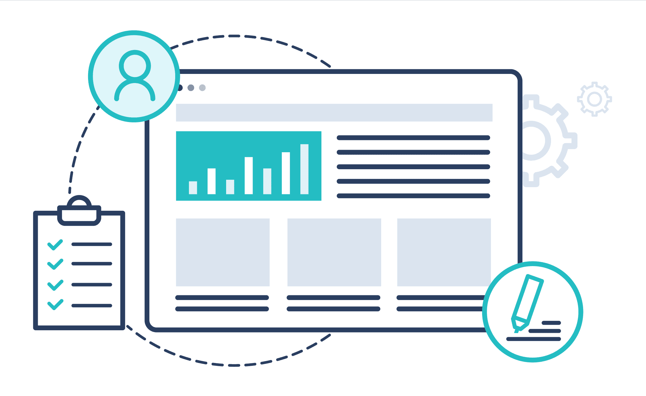 illustration of browser window with checklist icon
