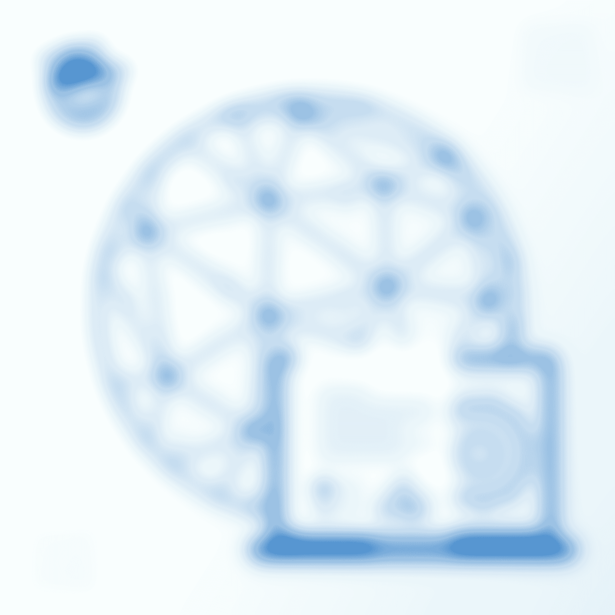 illustration of a globe shape connected by lines next to a graphic of a computer and PDF