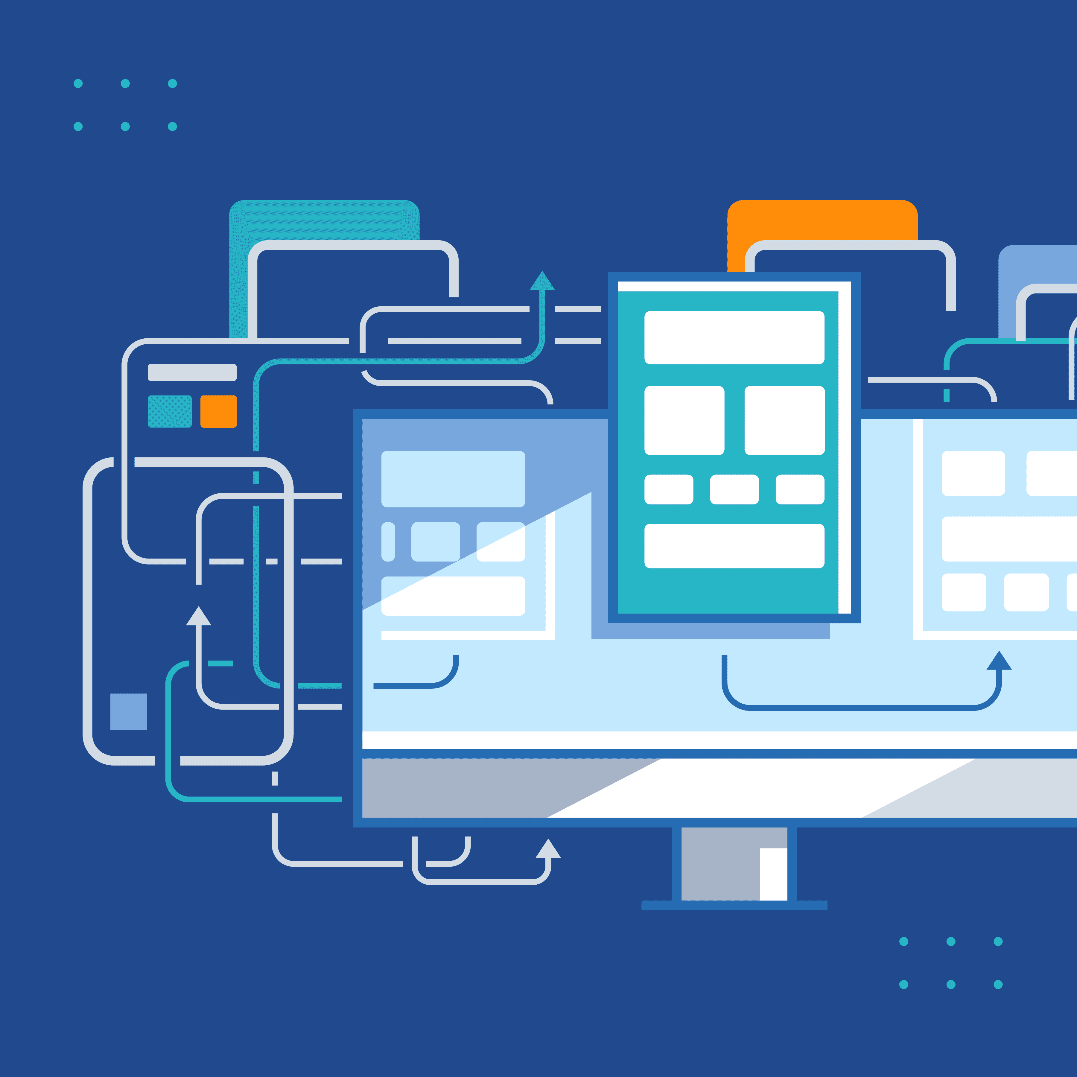 illustration of computer screen with multiple sections of a webpage being shown in groups