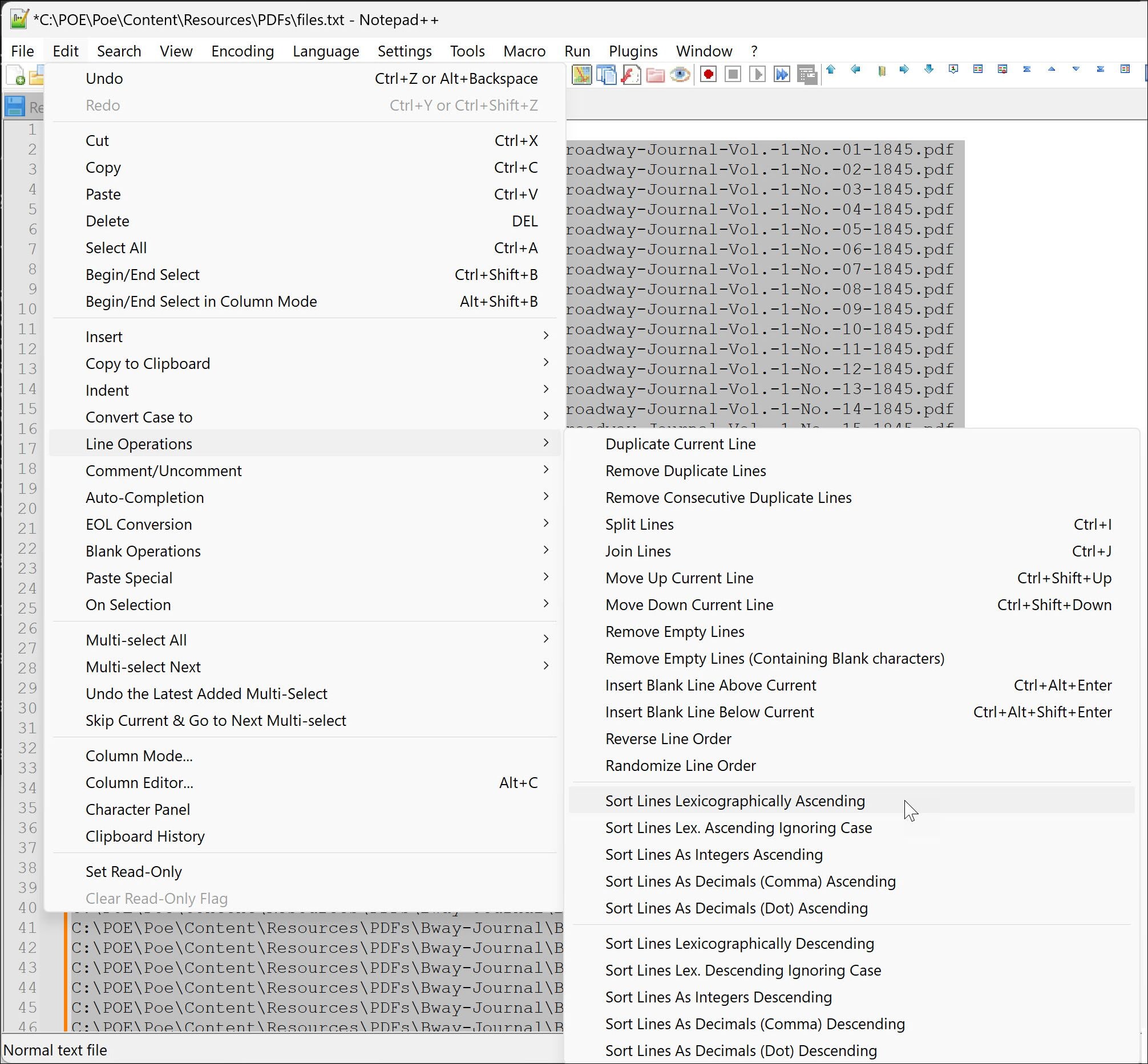 Lots and lots of options for line editing