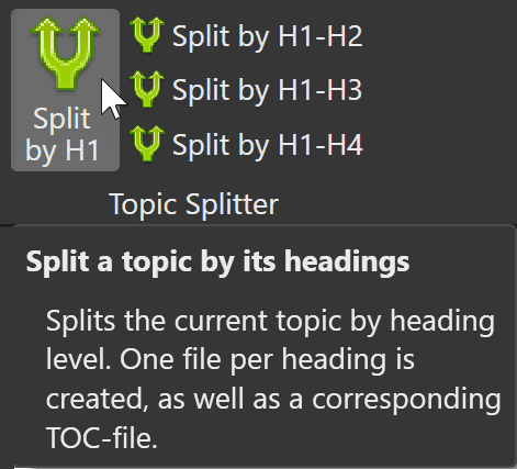 Split a topic by its headings