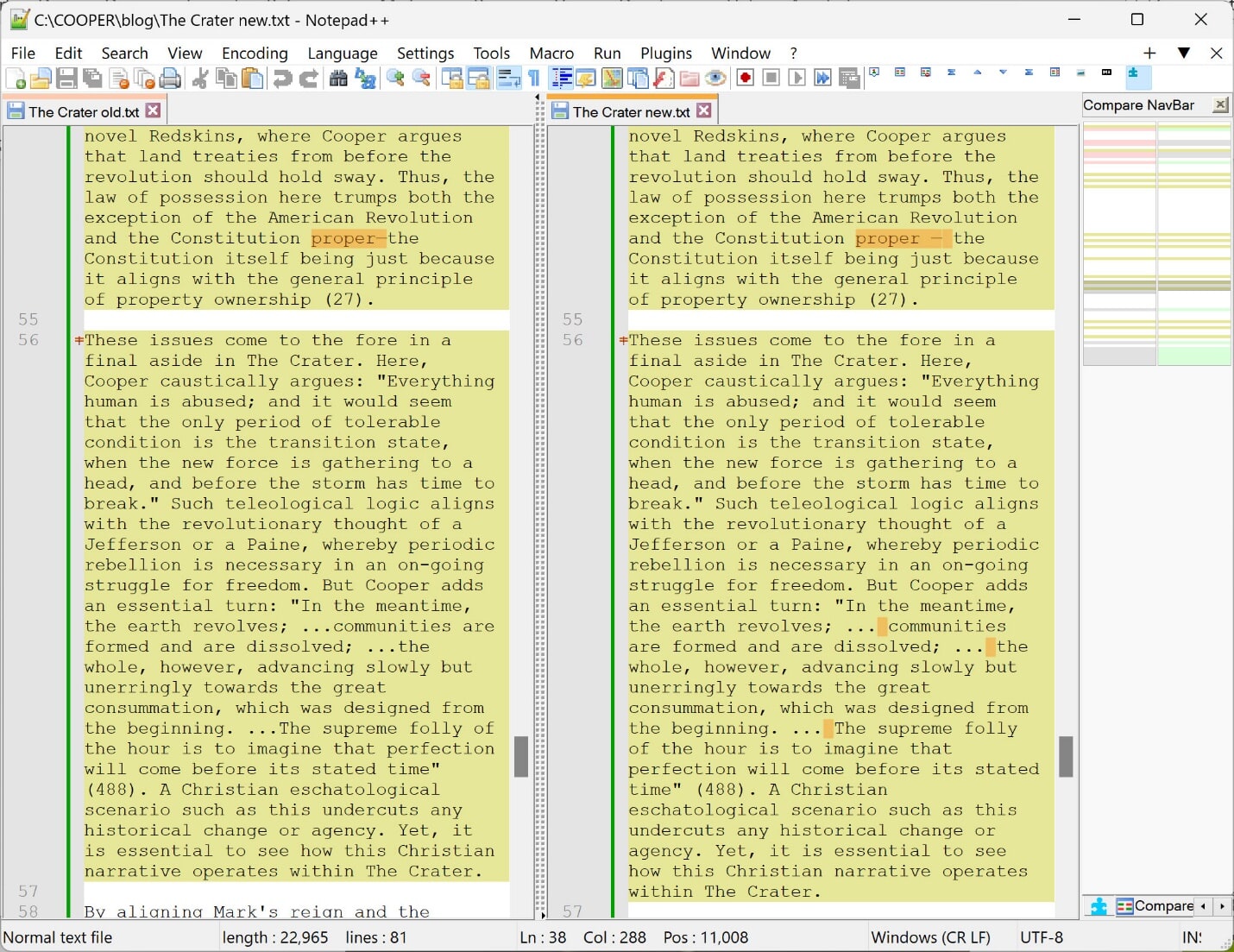 Note the “map” at image right; it highlights only changed areas.