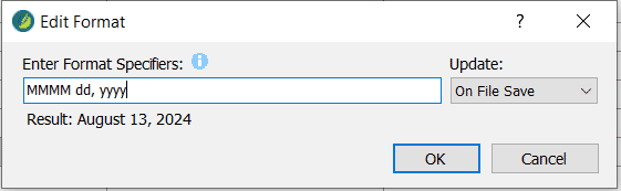 Edit Format dialogue screenshot