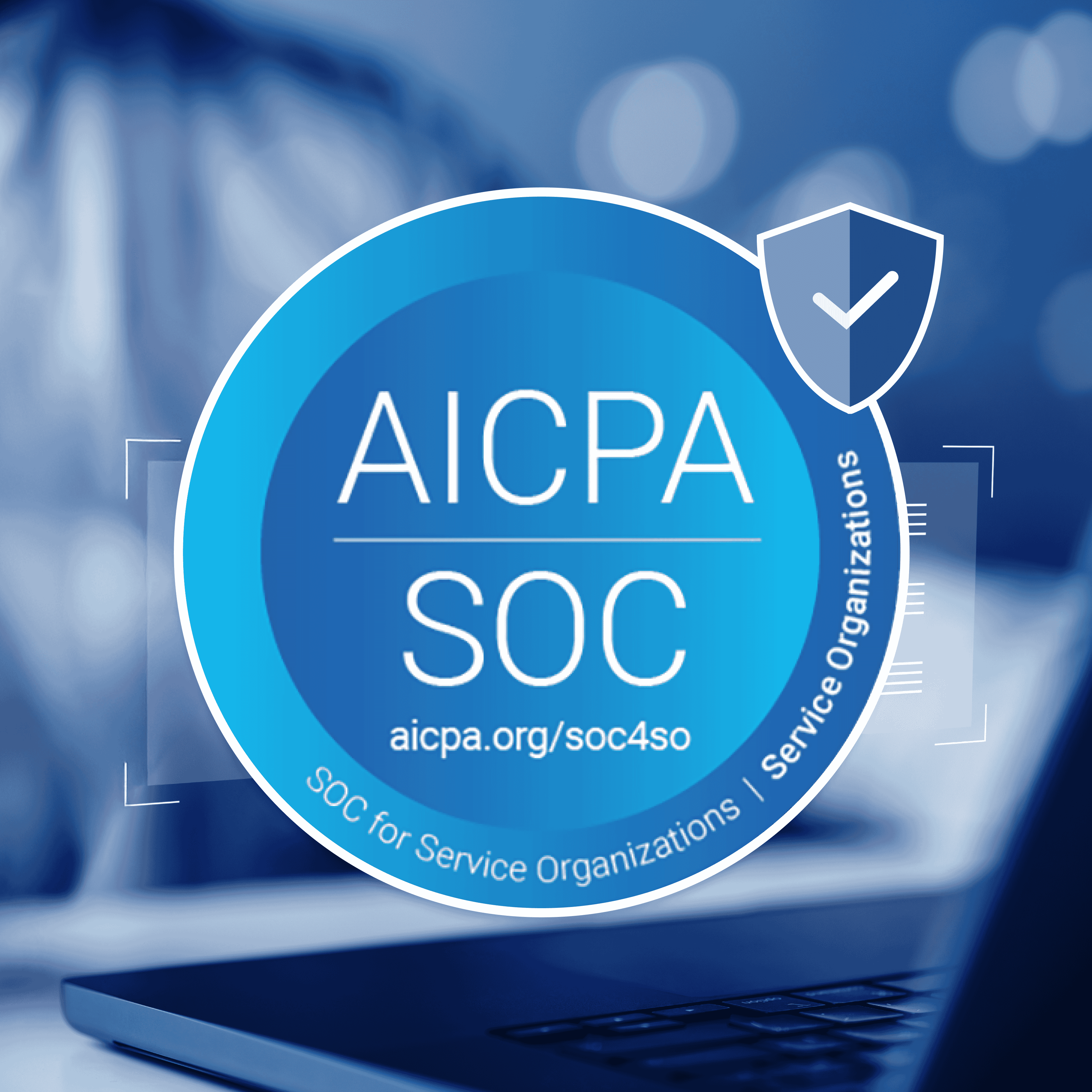 image featuring SOC 2 Type 2 badge on a blue background