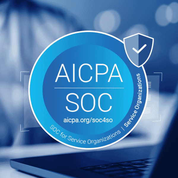 image featuring SOC 2 Type 2 badge on a blue background