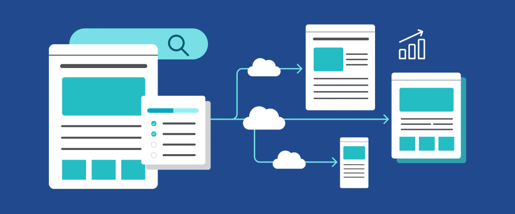 A Flowchart Showing Content Distribution In Action, With Arrows Flowing From One Central System To Various Downstream Platforms.