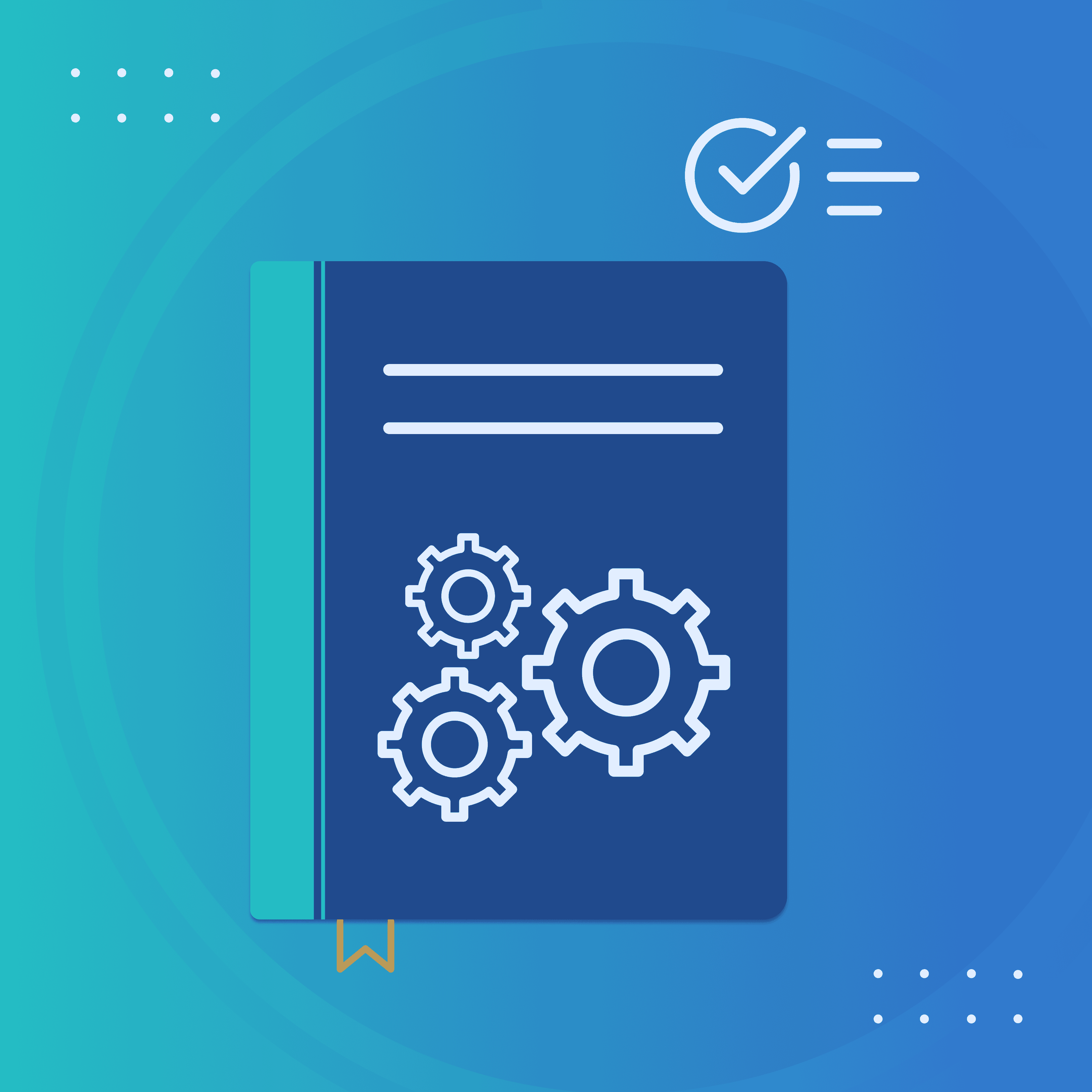 illustration of book cover with gears on front representing a quick reference guide