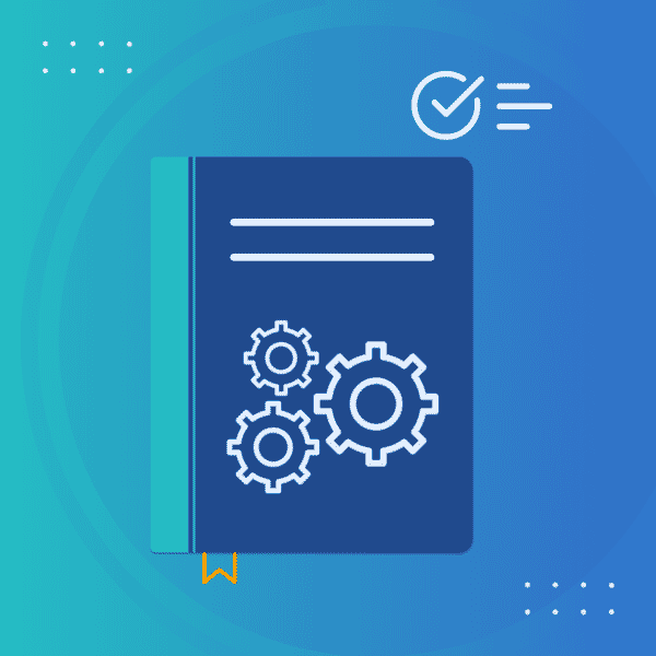 illustration of book cover with gears on front representing a quick reference guide