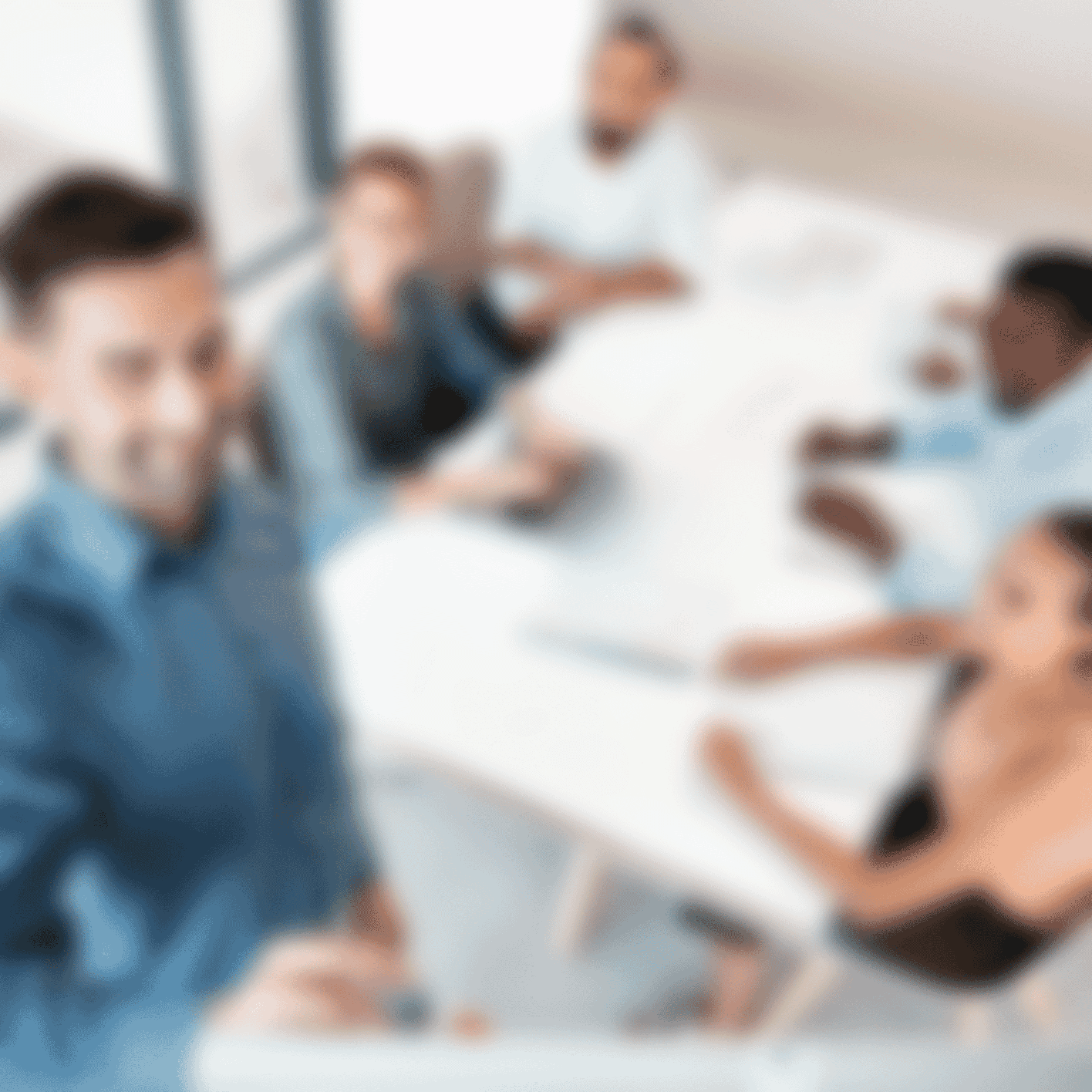 photo of someone presenting to a group of 4 colleagues around a table