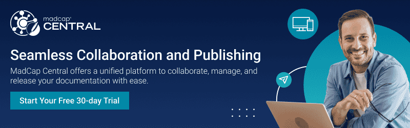 text reading Seamless Collaboration and Publishing with button linking to Free Central 30 Day Trial