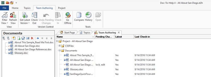 Screenshot of Doc-To-Help's Team Authoring tab