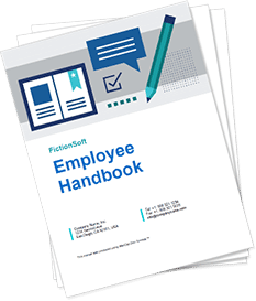 Employee handbook cover and interior page