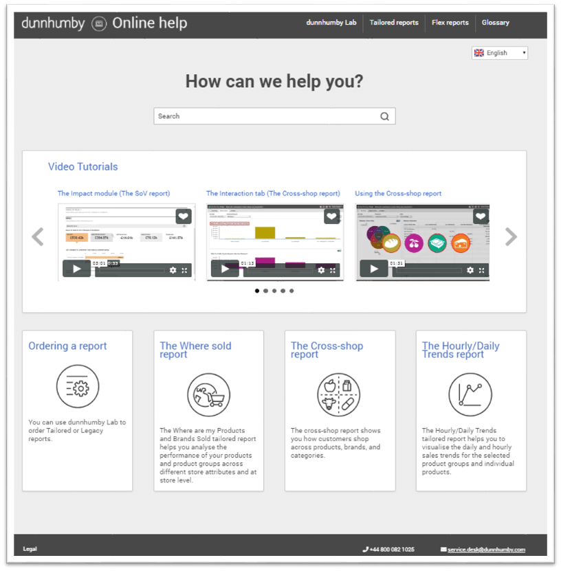 dunnHumby Online Help Screenshot