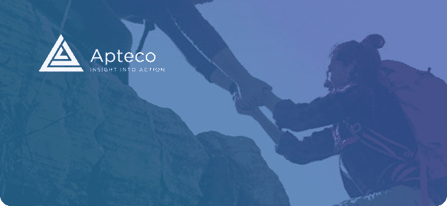 rock climbers and Apteco logo