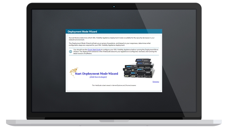 Laptop showing the Blue Coat Deployment Mode Wizard