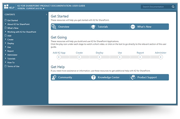 Screenshot of K2 for SharePoint User Guide