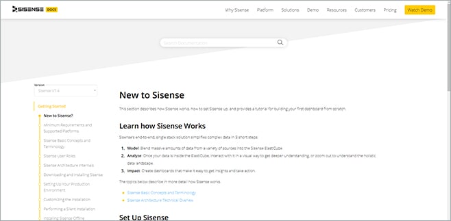 Sisense Documentation Screenshot
