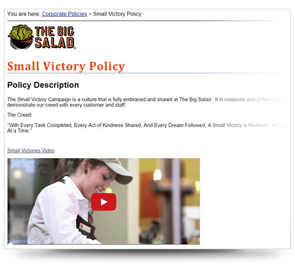 Screenshot of The Big Salad Intranet