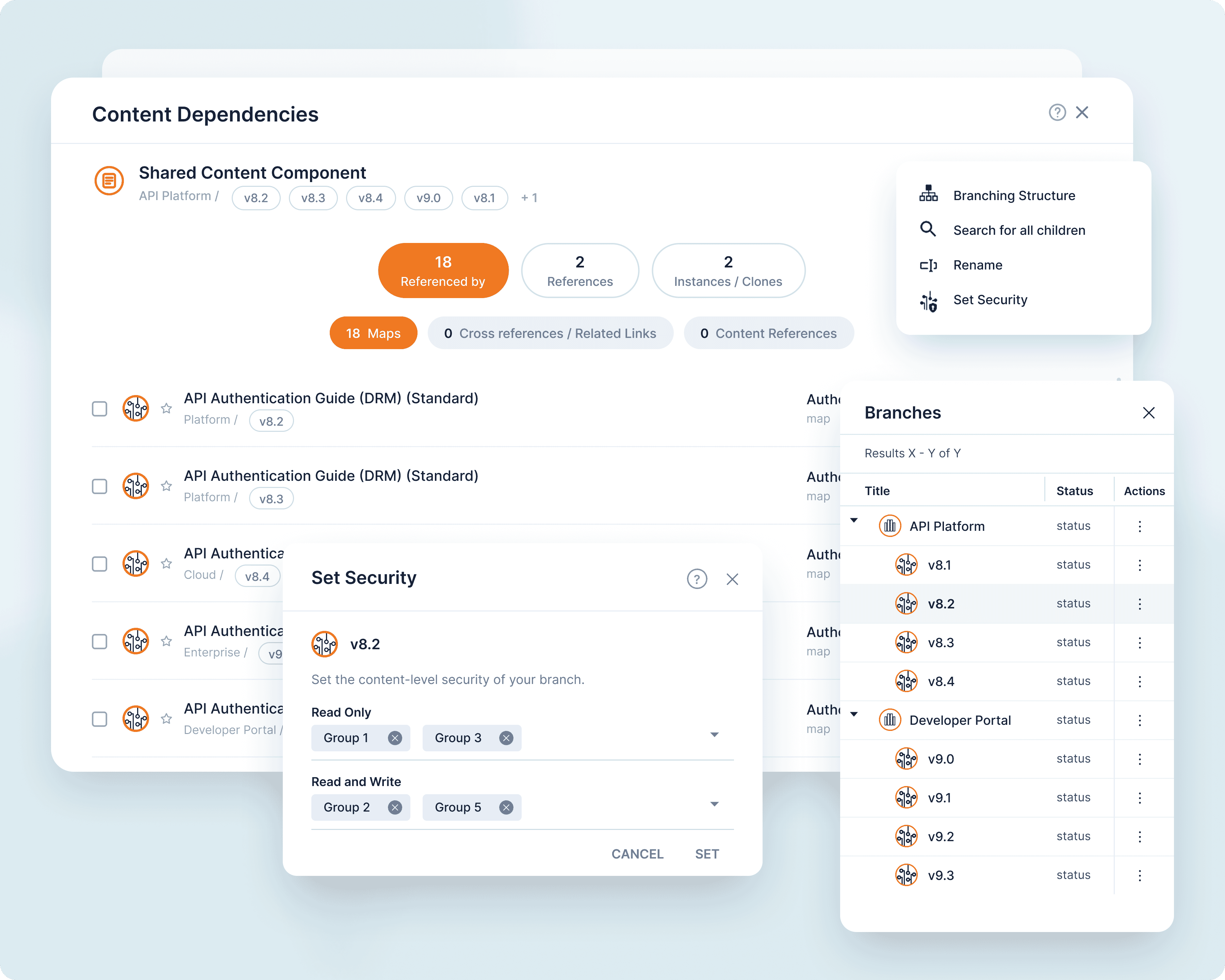 IXIA CCMS governance dashboard showing approval workflows, release states, and version control