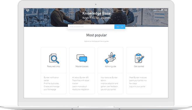 knowledge base website displayed on laptop