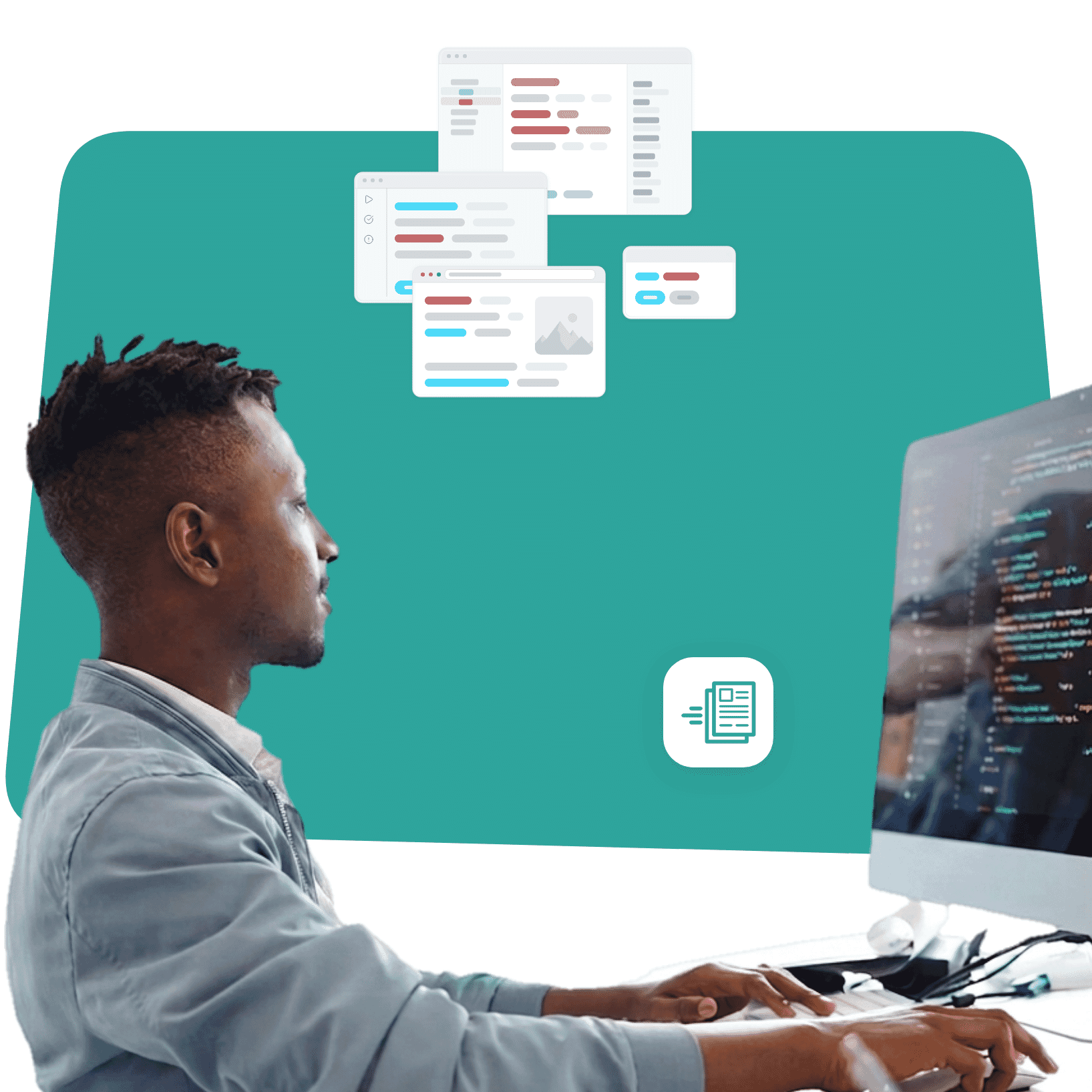 Hero illustration for MadCap Create for Workforce Learning