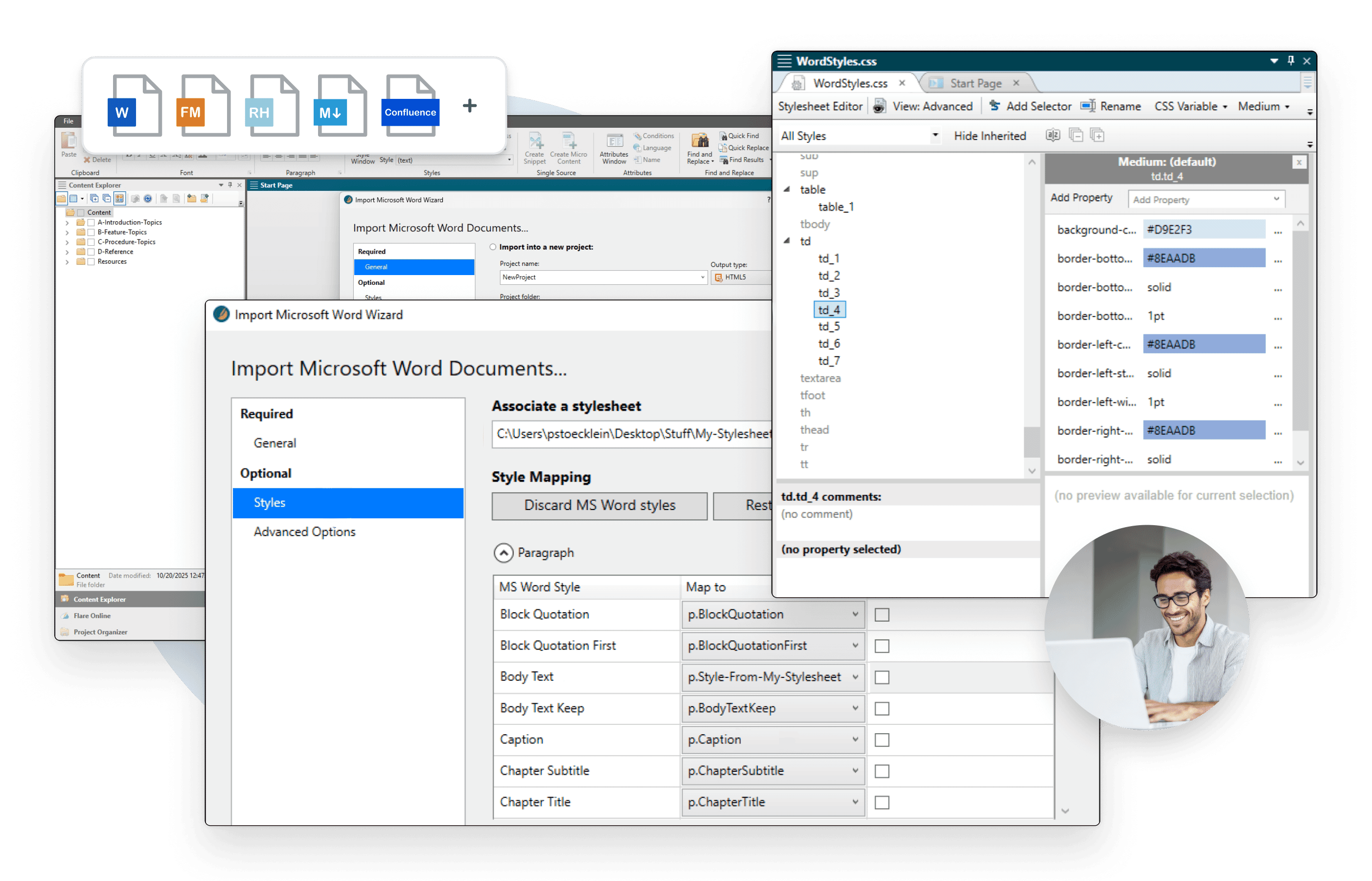 importing-related screens and windows