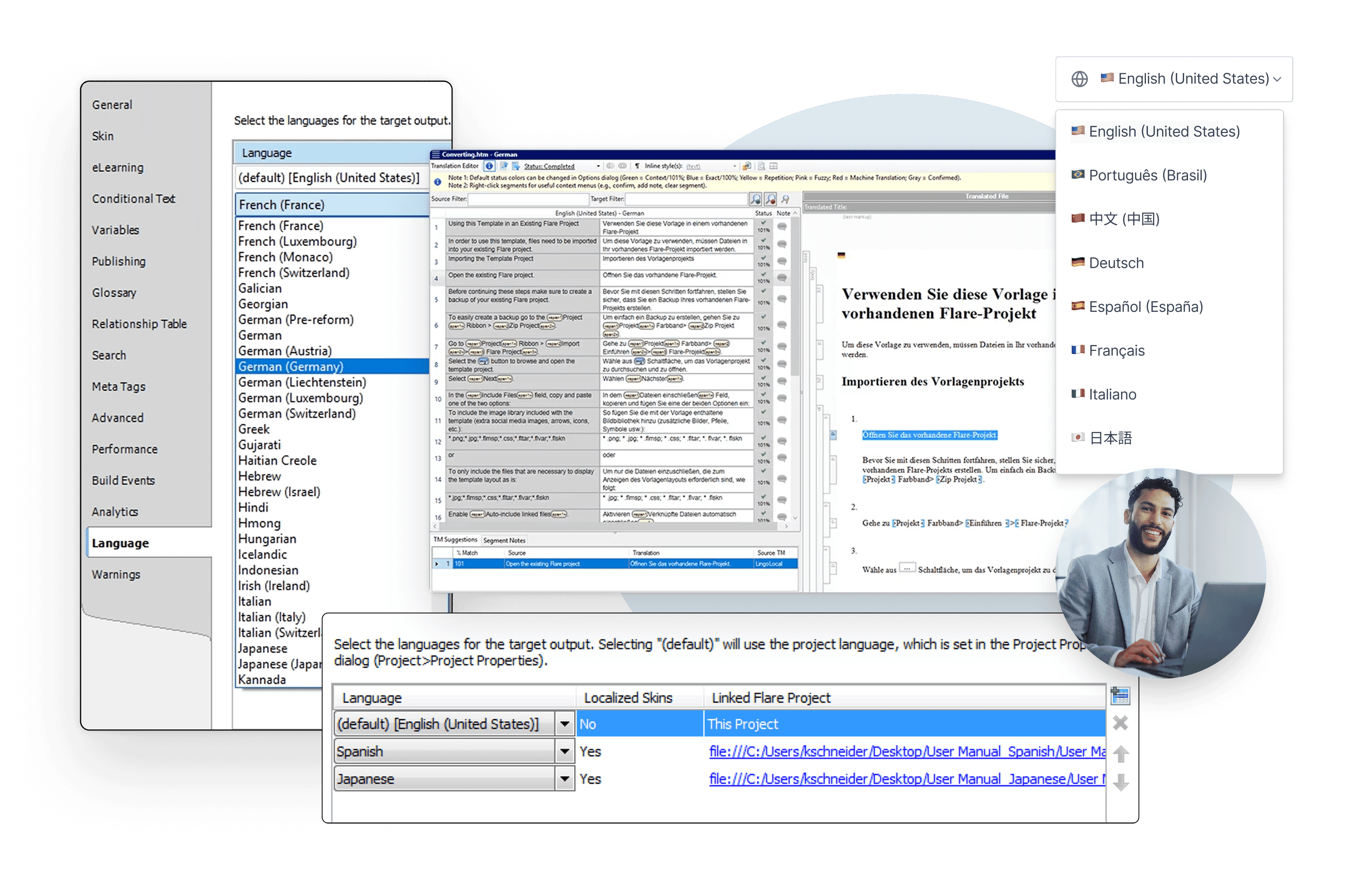 translation-related screens and windows