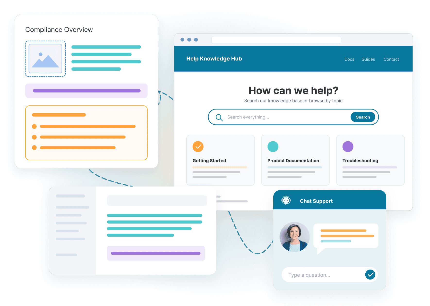 illustration of help portal knowledge base chat support