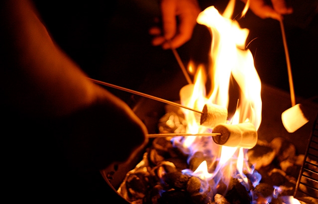 S'mores on the beach at night