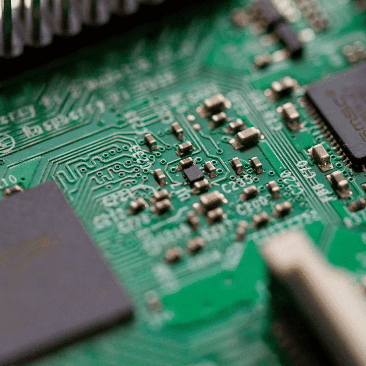 Close up of small details inside a semiconductor