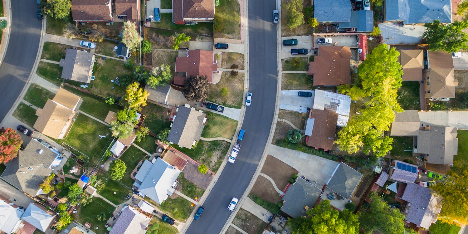 Overhead shot of a neighborhood