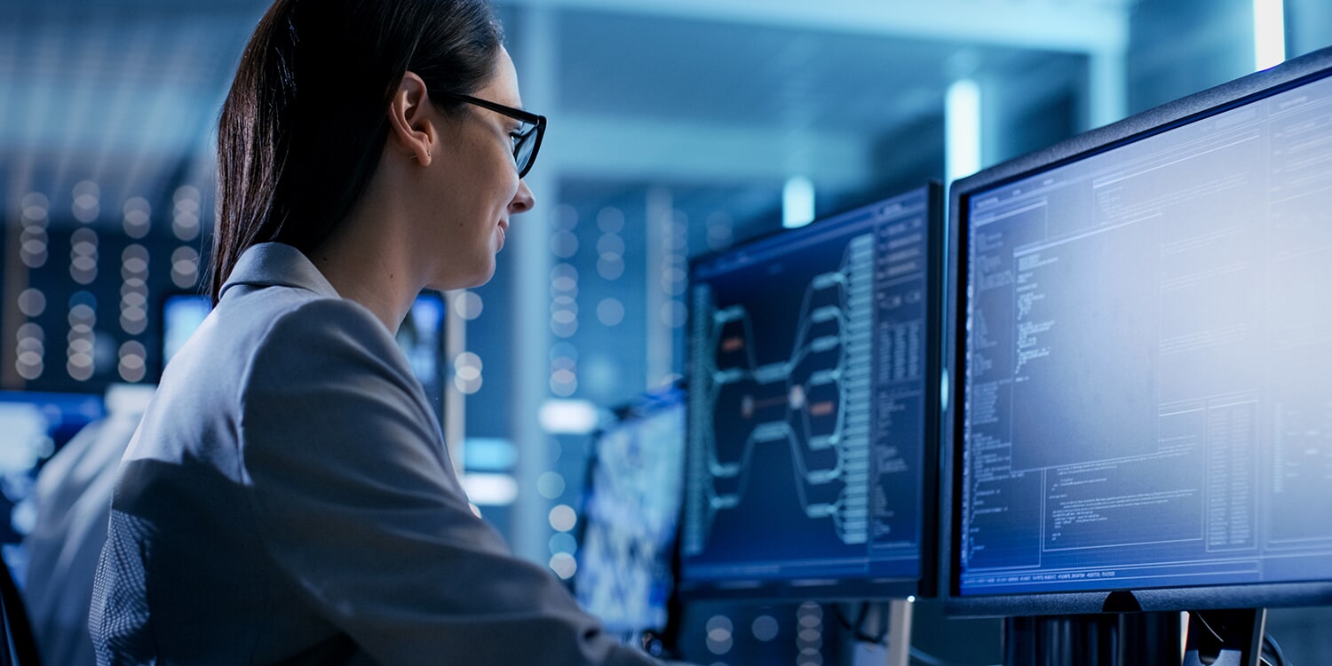 Photo of someone looking at a computer screen